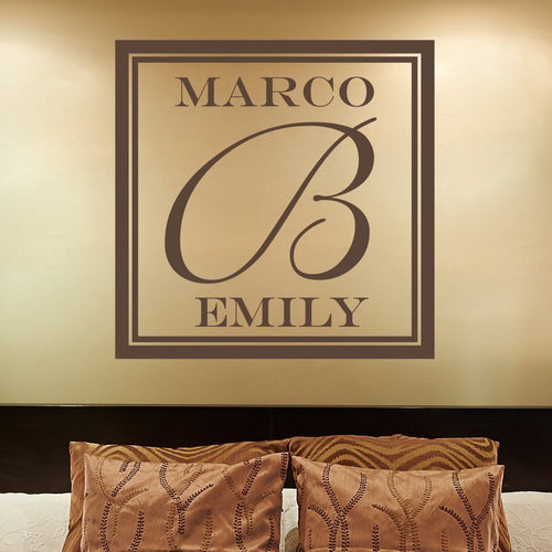 Classic Square Monogram Personalized Wall Decal
