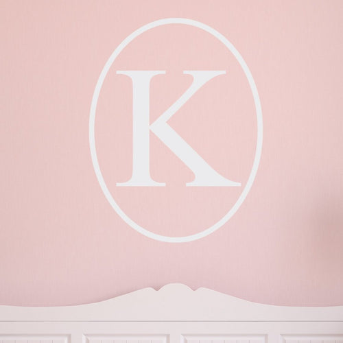Single Oval Vertical Monogram Personalized Wall Decal