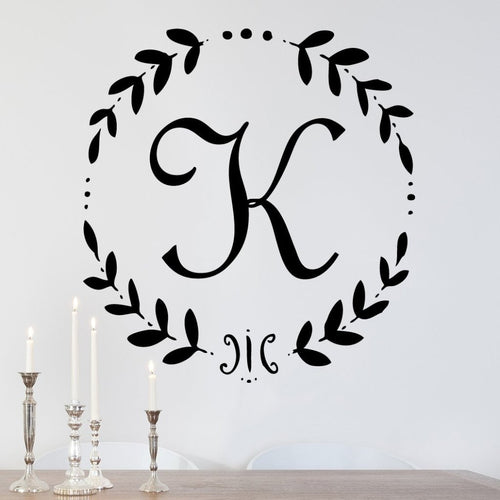 French Vine Monogram Personalized Wall Decal
