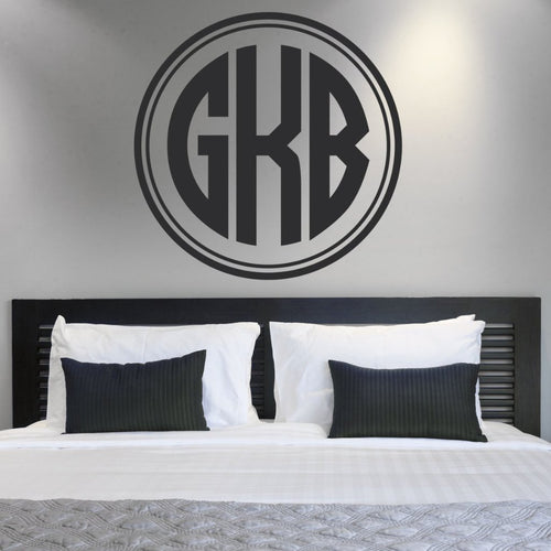 Double Circle Monogram Personalized Wall Decal
