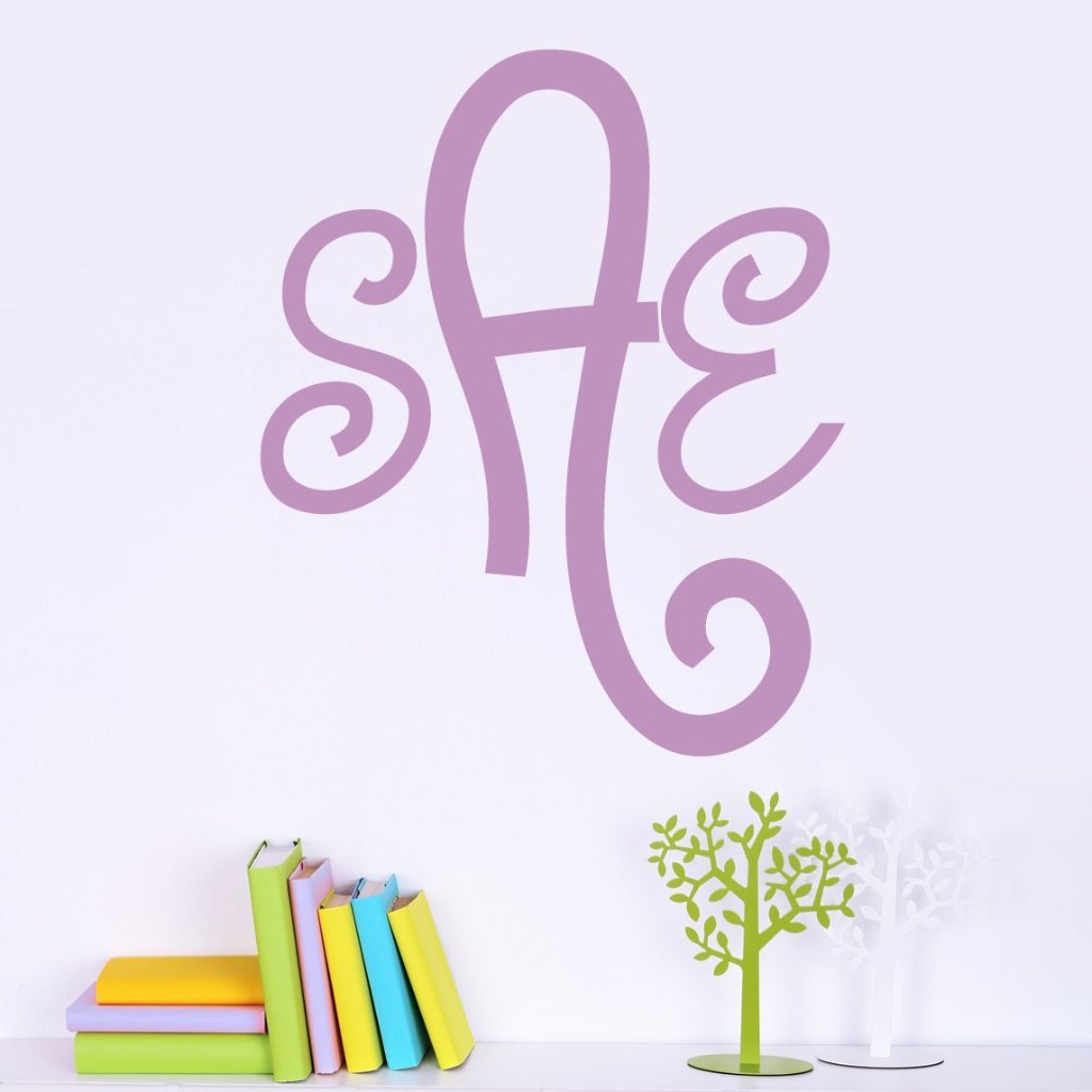 Curly Cue Monogram Personalized Wall Decal
