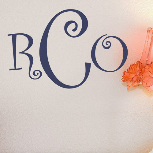 Curly Font Monogram Personalized Wall Decal