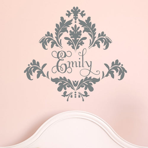 Tres Chic Damask Personalized Wall Decal