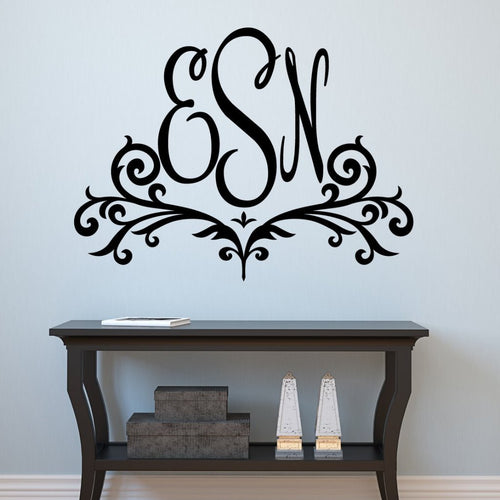 Scroll Monogram Personalized Wall Decal