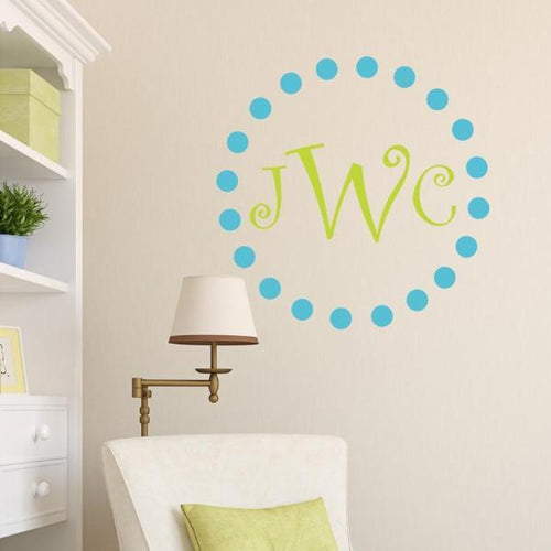 Dots and Curlz Monogram Personalized Wall Decal