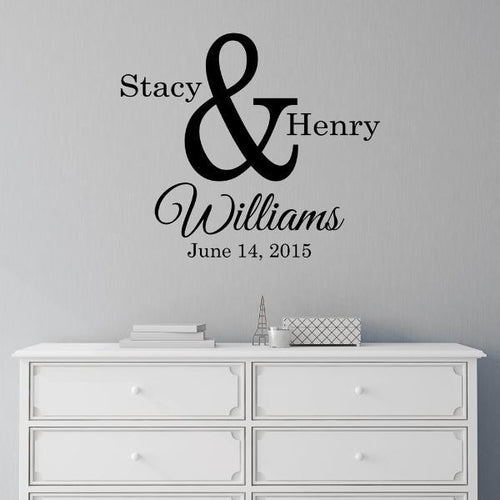 Ampersand Couples Monogram Personalized Wall Decal