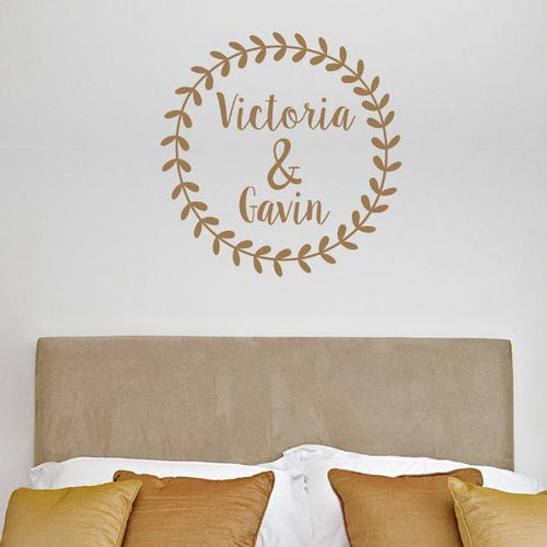 Rustic Wreath Personalized Wall Decal