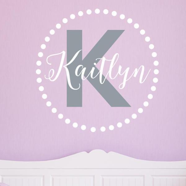 Kaitlyn Dots Monogram Personalized Wall Decal
